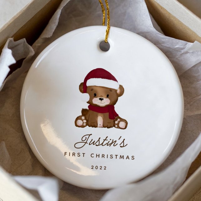 Adorno De Cerámica El primer osito de peluche navideño del bebé (Subido por el creador)