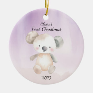 Adorno De Cerámica El primer oso Koala de Navidad del bebé personaliz