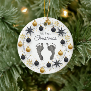 Adorno De Cerámica El primer Personalizado de Navidad del bebé imprim