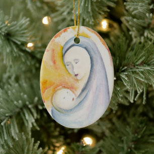Adorno De Cerámica El primer Rosa religioso de Navidad del bebé rosad