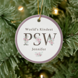 Adorno De Cerámica El PSW Más Amable del Mundo Floral Navidad