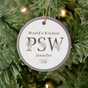 Adorno De Cerámica El PSW Más Amable del Mundo Floral Navidad