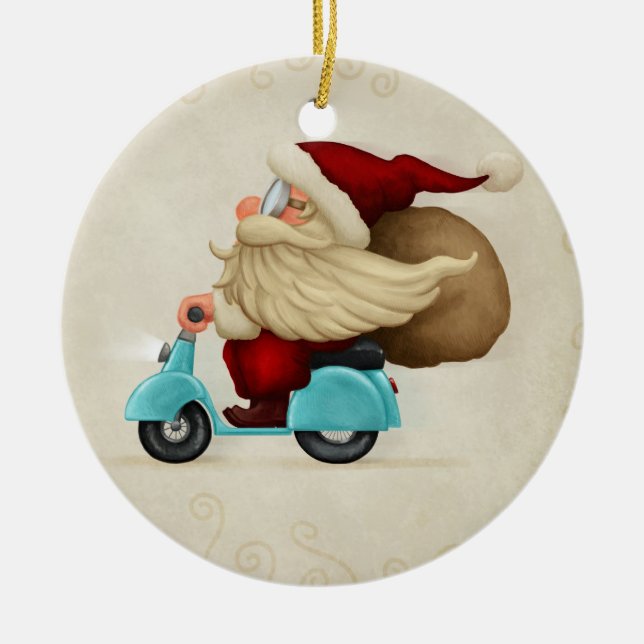 Adorno De Cerámica El rápido Santa Claus (Frente)