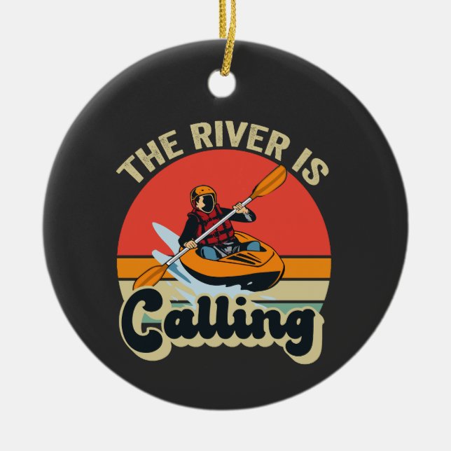 Adorno De Cerámica El río se está llamando divertido Kayak al aire li (Frente)