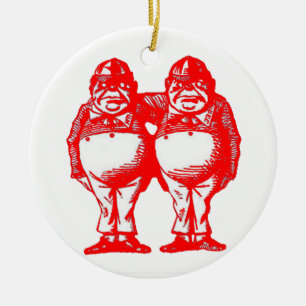 Adorno De Cerámica El rojo Tweedle Dee y Tweedle Dum