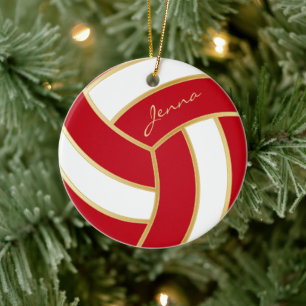 Adorno De Cerámica El rojo y el blanco personalizan voleibol
