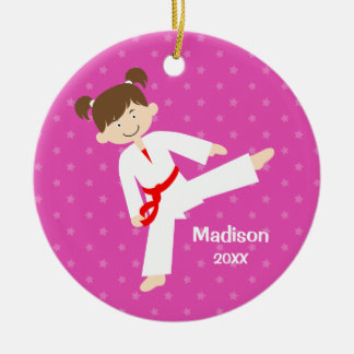 Adorno De Cerámica El rosa protagoniza al chica rojo del karate del