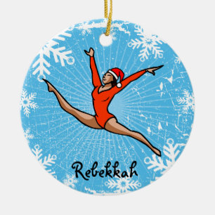 Adorno De Cerámica El salto Santa de GymnastChick personaliza el