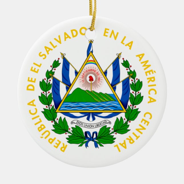 Adorno De Cerámica El Salvador - emblema/bandera/escudo de (Frente)