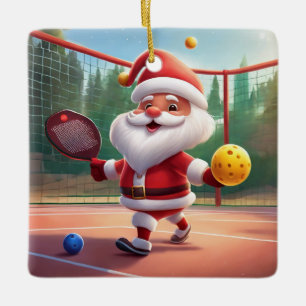 Adorno De Cerámica El Santa Cuta Personalizada Jugando Al Pickleball
