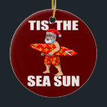 Adorno De Cerámica El Sea Sun Santa Beach Santa Surfing<br><div class="desc">Este es el regalo de julio para los Navidades de surf The Sea Sun Santa Beach Santa. Regalo perfecto para tu padre, mamá, papá, hombres, mujeres, amigos y familiares en el Día de Acción de Gracias, Día del Navidad, Día de la Madre, Día del Padre, 4 de julio de 1776...</div>