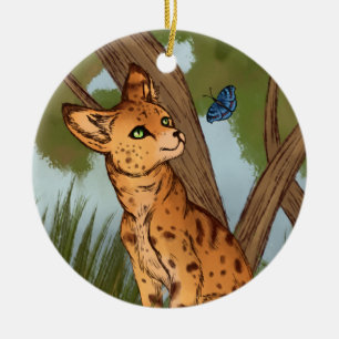 Adorno De Cerámica El Serval y la Mariposa