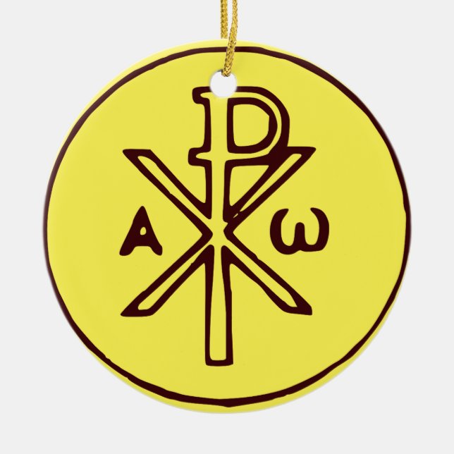 Adorno De Cerámica El símbolo Chi-Rho Christogram (Frente)