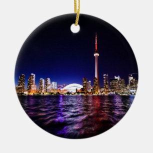 Adorno De Cerámica El Skyline de Toronto de noche