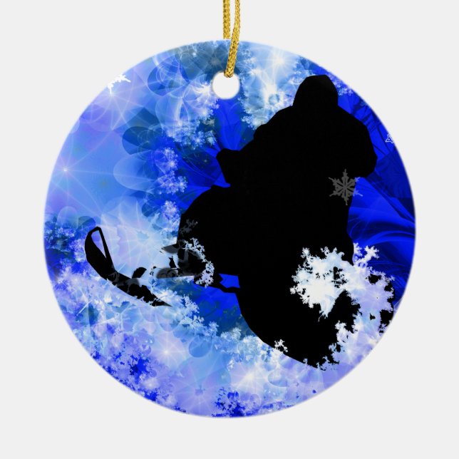 Adorno De Cerámica El Snowmobiling en la avalancha (Frente)