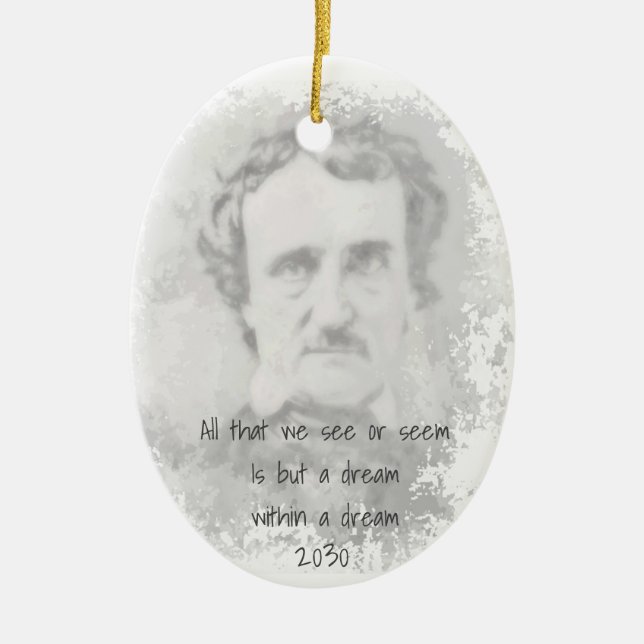 Adorno De Cerámica El sueño de Edgar Allan Poe Poet Author (Frente)