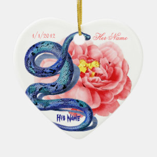 Adorno De Cerámica El suyo su rosa de la serpiente personaliza el