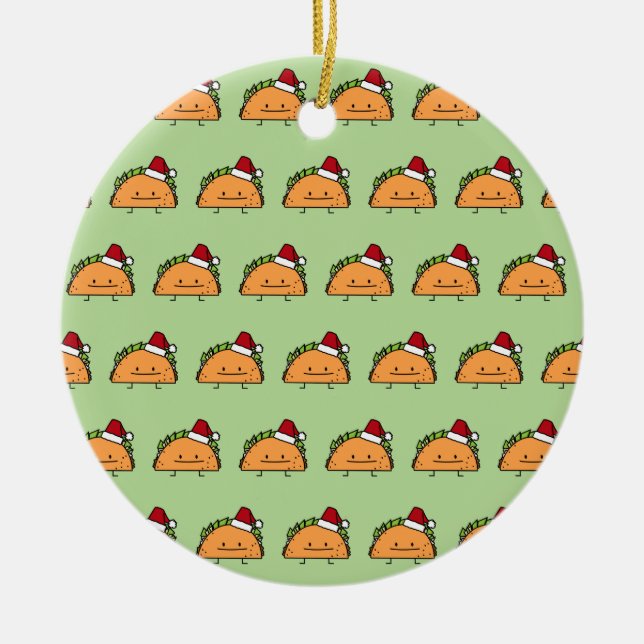 Adorno De Cerámica El Taco que lleva navidad del gorra de Santa (Frente)