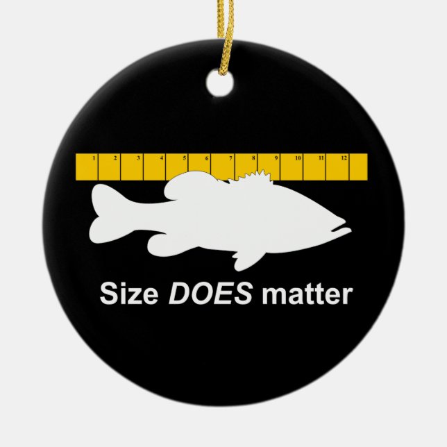 Adorno De Cerámica El "tamaño importa" - pesca de la lubina divertida (Frente)