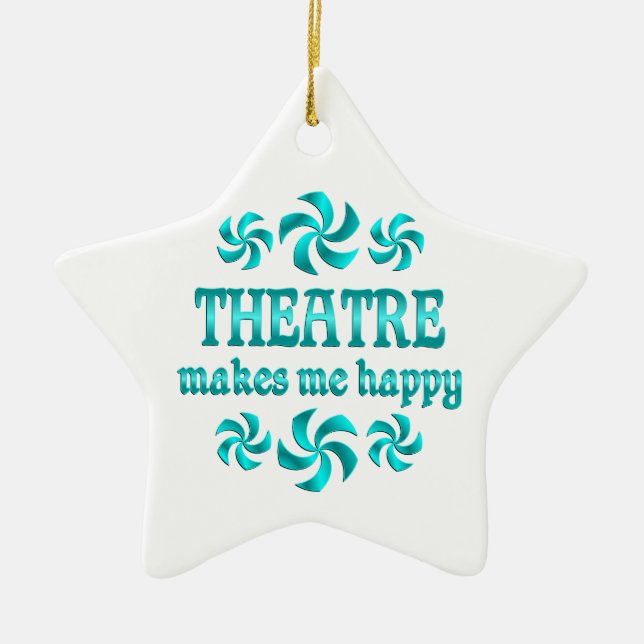 Adorno De Cerámica El teatro me hace feliz (Frente)