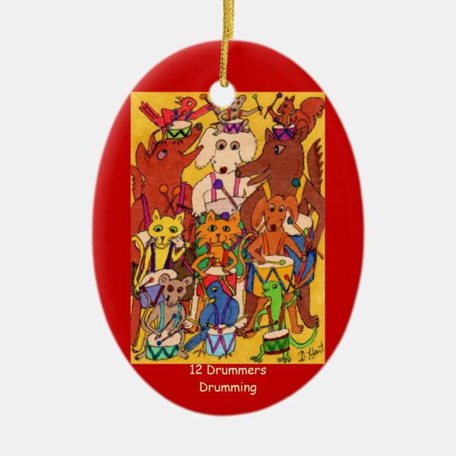 Adorno De Cerámica El teclear de 12 baterías (Frente)