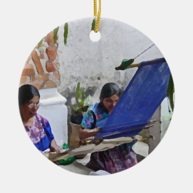 Adorno De Cerámica El tejer en el drybrush de Antigua (Frente)