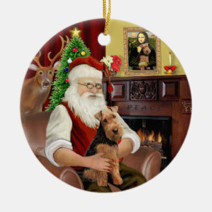 Adorno De Cerámica El Terrier Galés de Santa