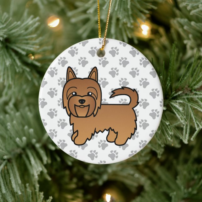 Adorno De Cerámica El Terrier Rojo Australiano Cute Cartog Dog (Árbol)