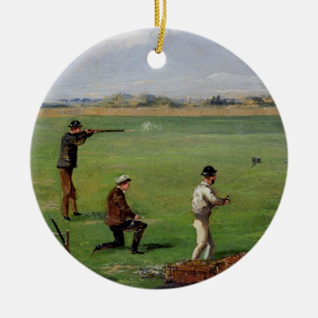 Adorno De Cerámica El tirar (aceite en el papel) (Frente)