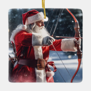 Adorno De Cerámica El tiro con arco personalizado de Santa Claus