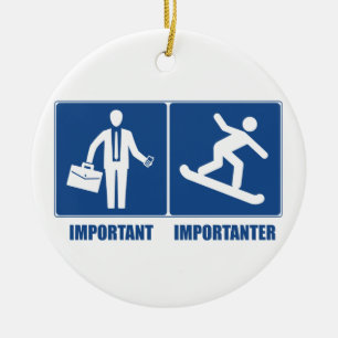 Adorno De Cerámica El trabajo es importante, el Snowboard es importan