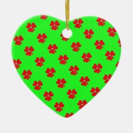 Adorno De Cerámica El trébol rojo, la pearle blanca para el día de Sa