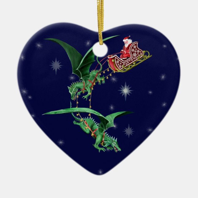 Adorno De Cerámica El trineo de Santa con los dragones (Frente)