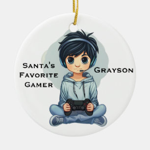 Adorno De Cerámica El Videojugador Favorito de Santa Personalizado