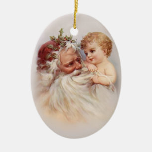 Adorno De Cerámica El viejo mundo Santa y Cherub