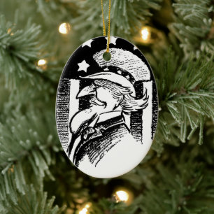 Adorno De Cerámica El viejo tío patriótico Sam y la bandera estadouni