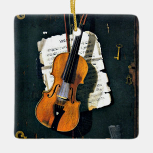 Adorno De Cerámica El Violin Viejo, la pintura de arte