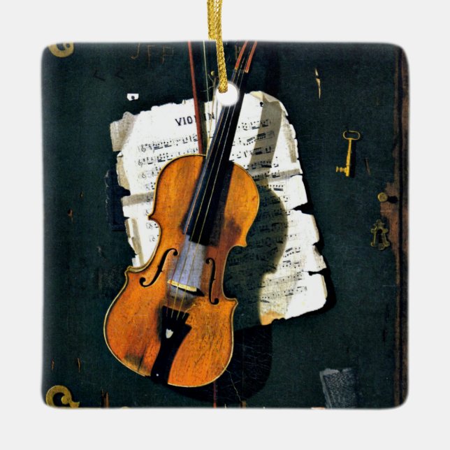 Adorno De Cerámica El Violin Viejo, la pintura de arte (Anverso)