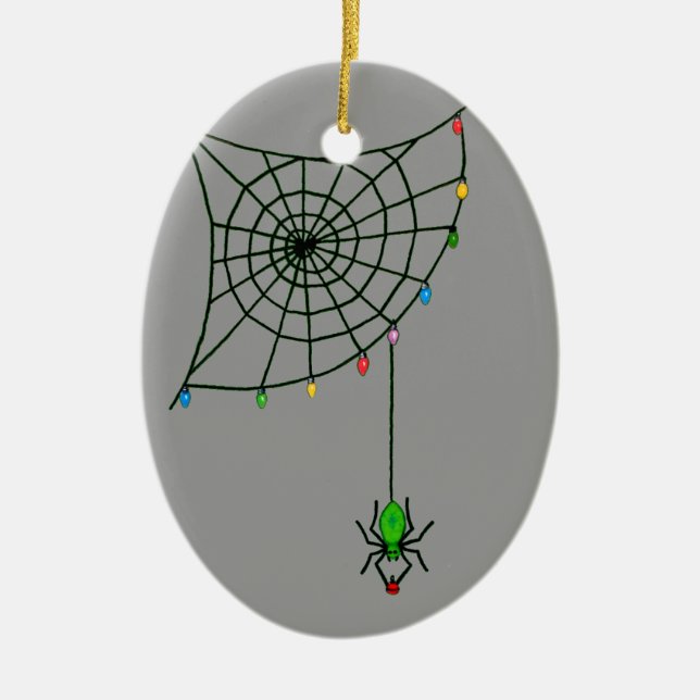 Adorno De Cerámica El Web de araña del navidad enciende día de fiesta (Frente)