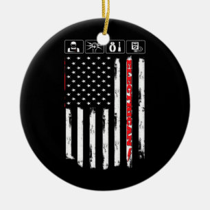 Adorno De Cerámica Electricidad Americana Bandera Patriótica Técnico
