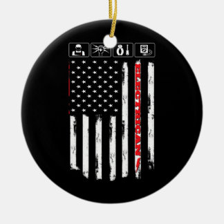 Adorno De Cerámica Electricidad Americana Bandera Patriótica Técnico