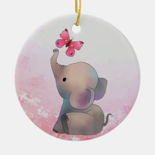 Adorno De Cerámica Elefant mit Schmetterling