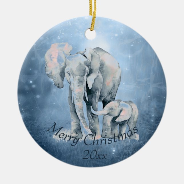 Adorno De Cerámica Elefante acuático Naturaleza de vida silvestre Ani (Frente)