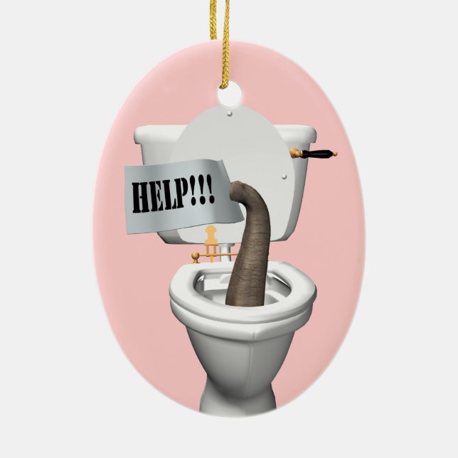 Adorno De Cerámica Elefante Atrapado En El Baño (Atrás)