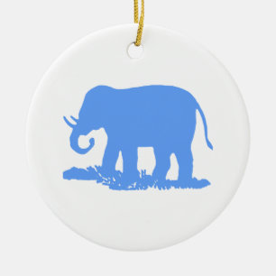 Adorno De Cerámica Elefante Azul