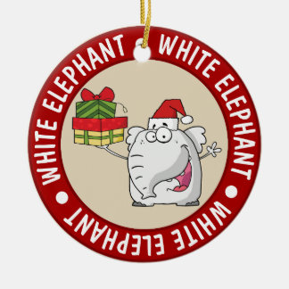 Adorno De Cerámica Elefante blanco Santa Hat Regalos Personalizado