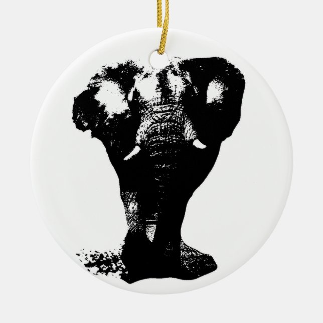 Adorno De Cerámica Elefante blanco y negro (Frente)