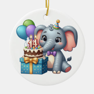 Adorno De Cerámica Elefante cumpleaños 14