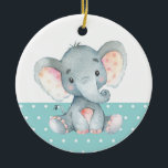 Adorno De Cerámica Elefante Cute Baby Shower Verde azulada Aqua Turqu<br><div class="desc">Ornamento de cerámica Cute Elephant Baby Shower Verde azulado Aqua Turquoise</div>