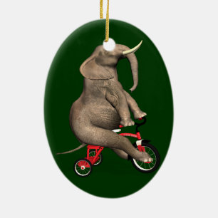 Adorno De Cerámica Elefante Cuto Montando Un Triciclo
